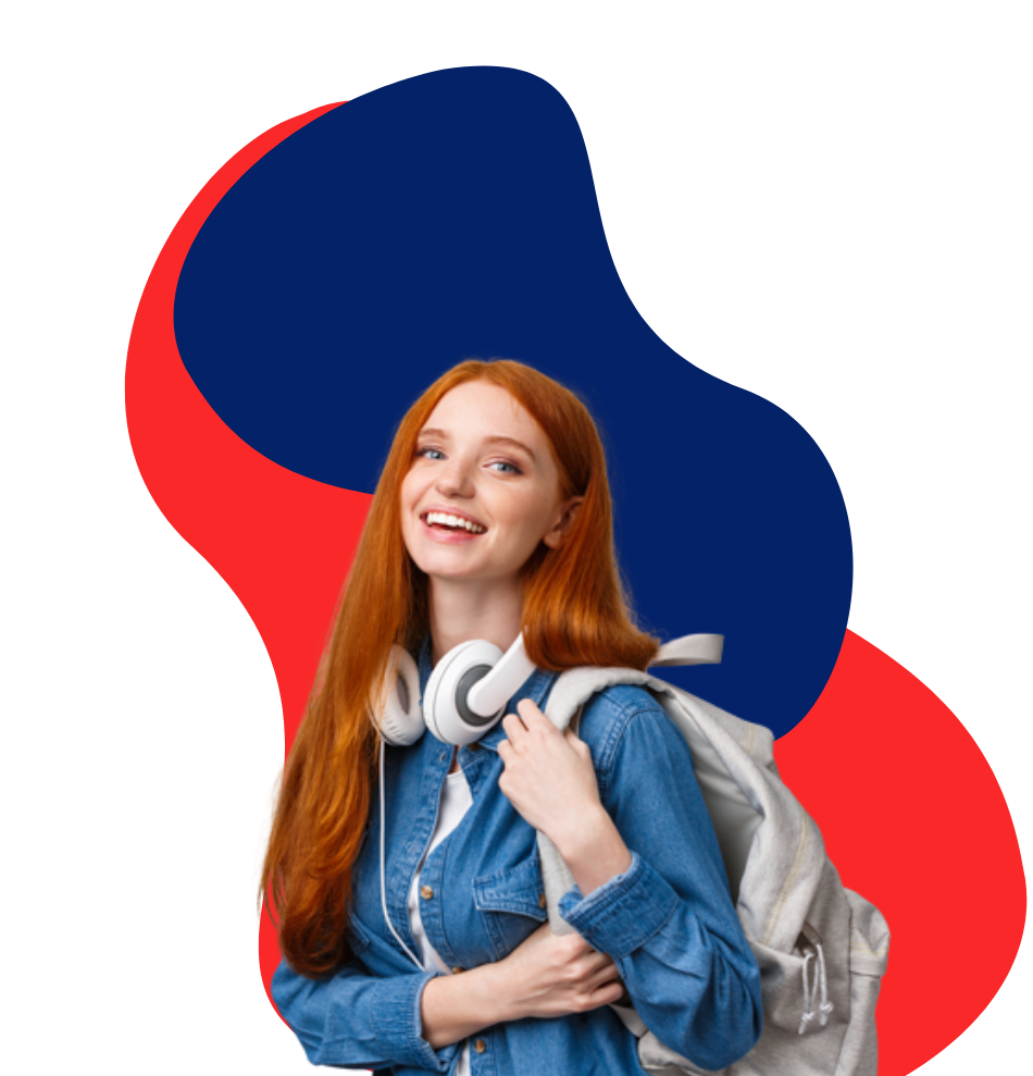 Estudante com bolsa escolar nas costas